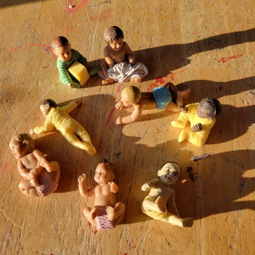 Lot of 8, (Toob, Safari Ltd) Babies Miniature Figures, Baby Toddler Infant